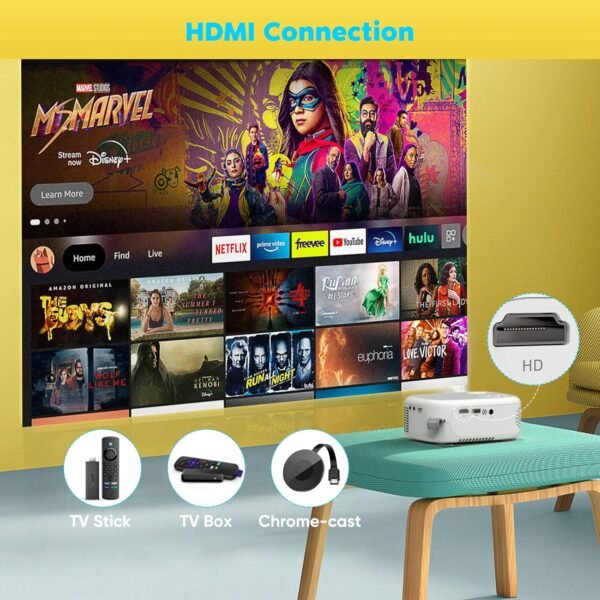 8500L Portable Projector for Home Theater Entertainment, Full HD 1080P Supported Mini Projector HDMI AV USB TV Stick Supported - Image 3