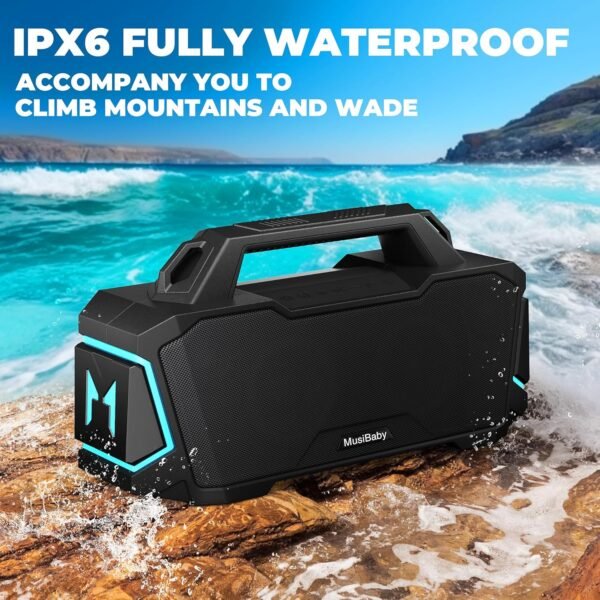 Bluetooth Speaker,MusiBaby Speakers Bluetooth Wireless,Waterproof,Portable Bluetooth Speaker with 80W Booming Sound,20H Play,IPX6,DSP,Dual Pairing,Bluetooth 5.3,Outdoor Speaker for Camping,Beach,Gifts - Image 6